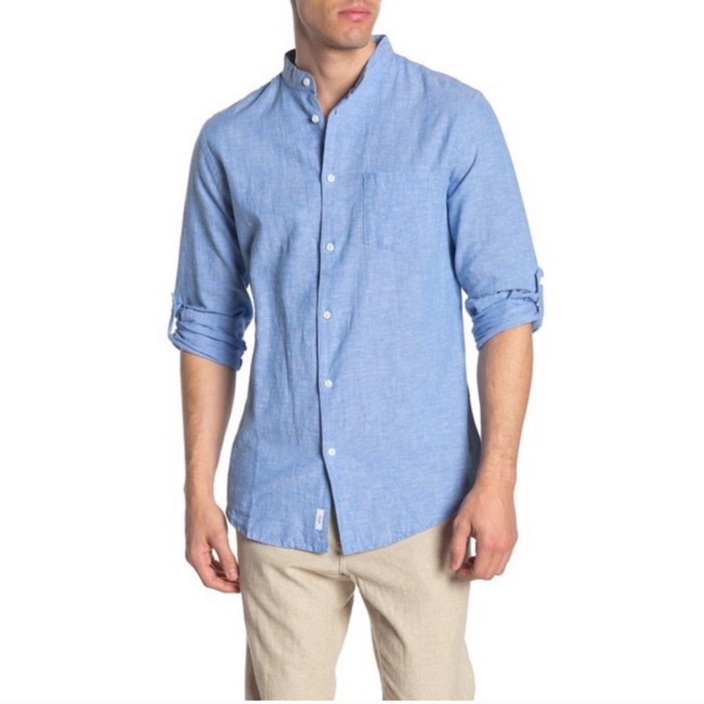 Onion Eddy Linen Blend Trim Fit Shirt NWT